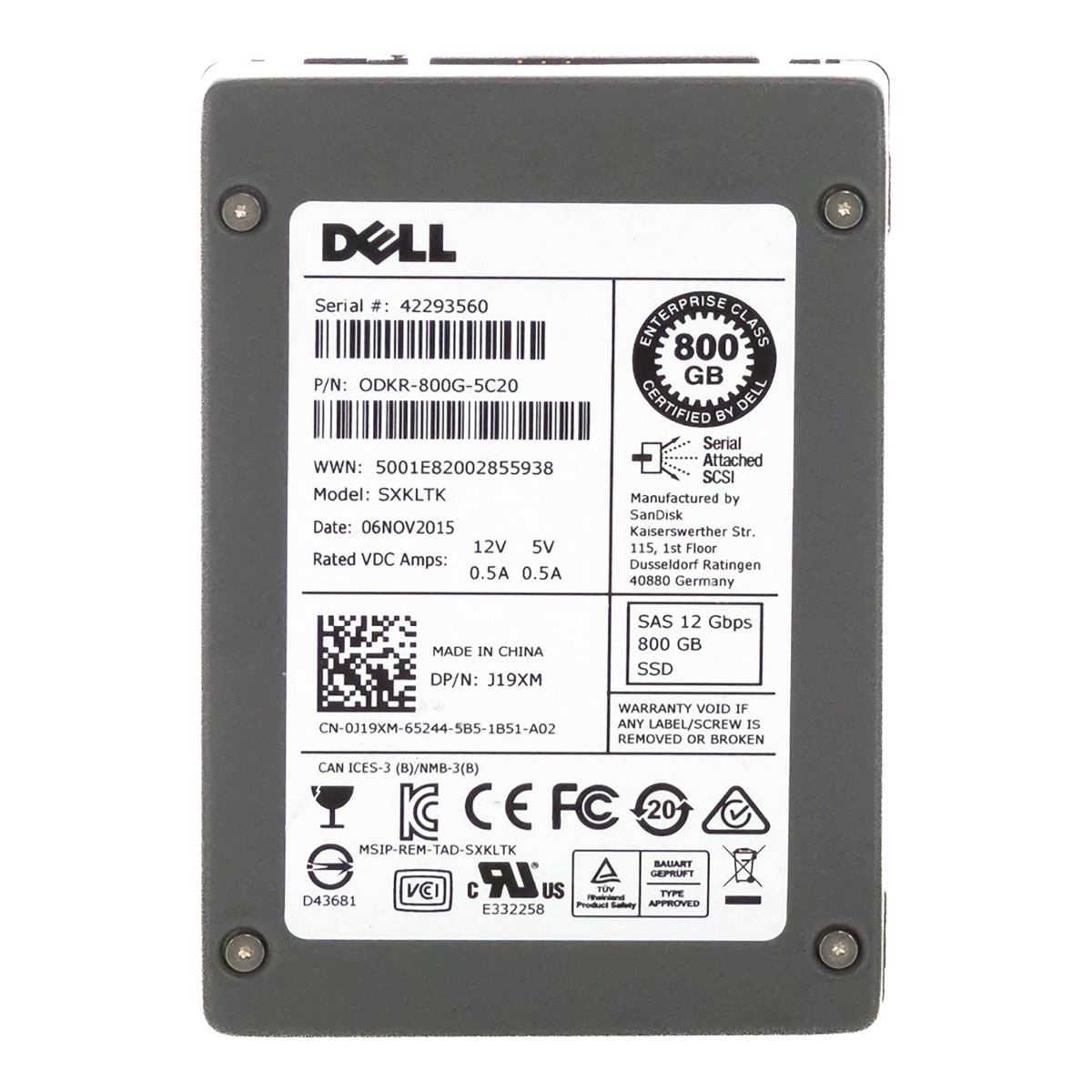 Dell J19XM 800GB eMLC SAS-3 2.5'' Sxkltk