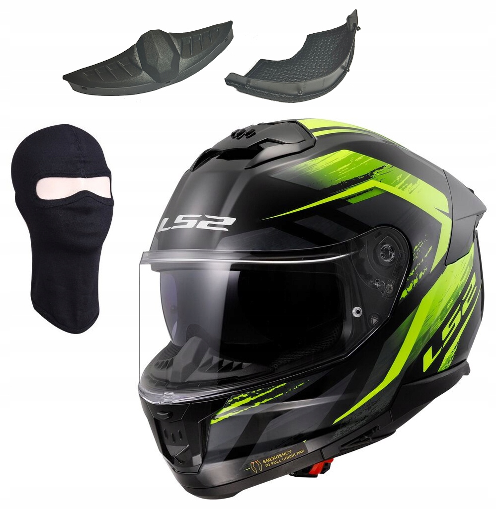 LS2 FF808 Stream II Fury Black Hi-vis Yellow športová prilba s blendou XL