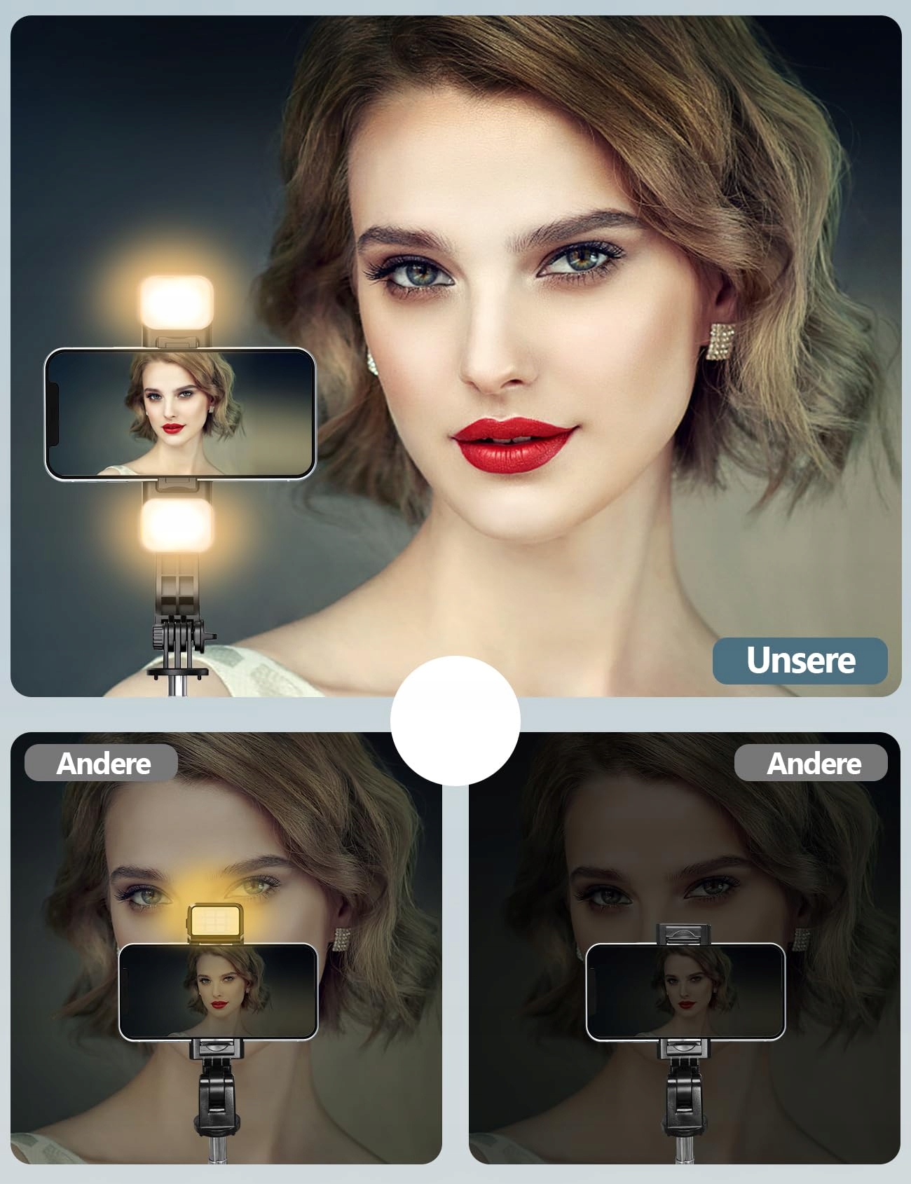 SELFIE STICK Stativ Z Lampą 114cm Do iPhone Samsung Android — miniatura 8