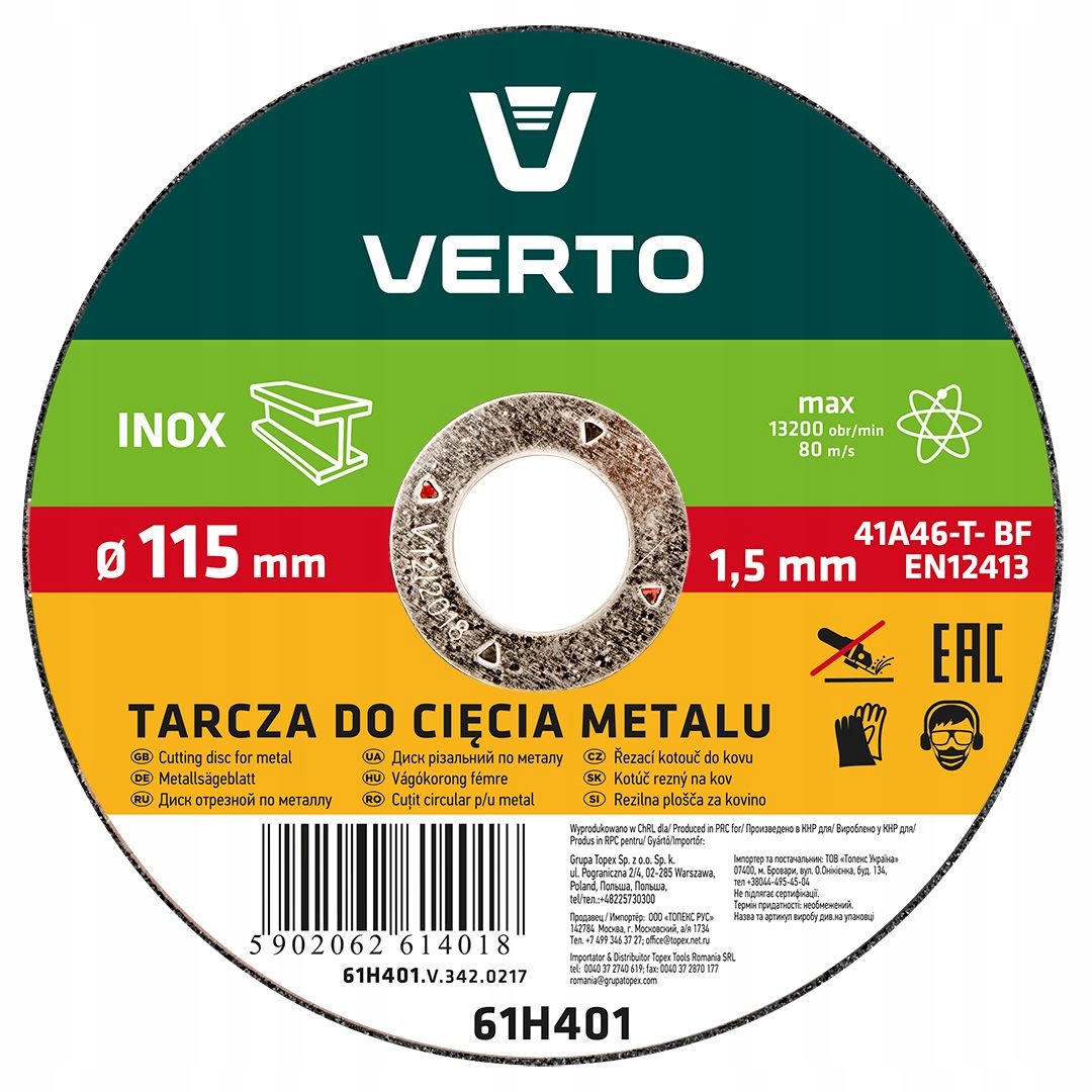 

Verto Tarcza tnąca do metalu 115 x 1.5 x 22.2 mm