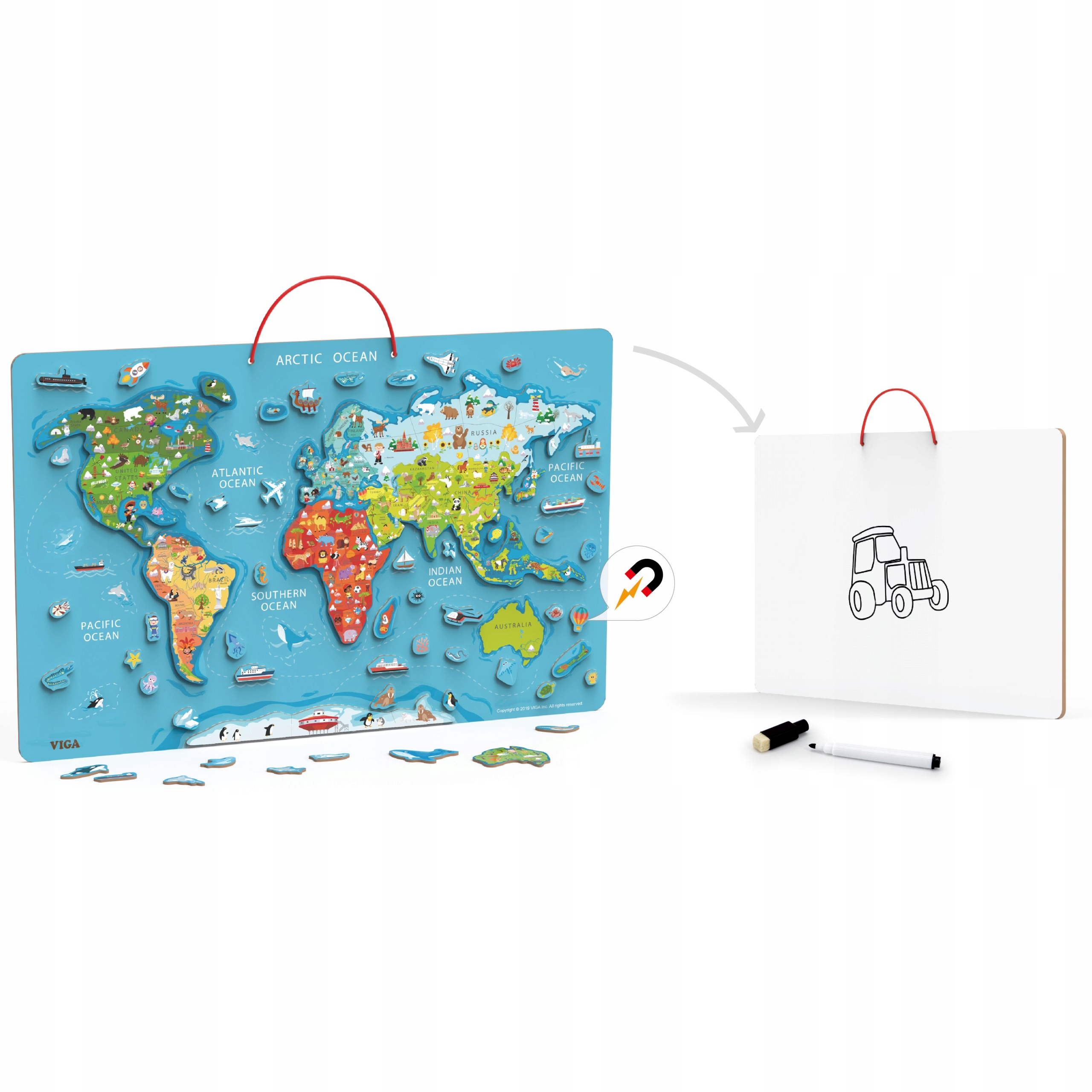 

Viga 2w1 Tablica Edukacyjna Magnetyczna Mapa Świat