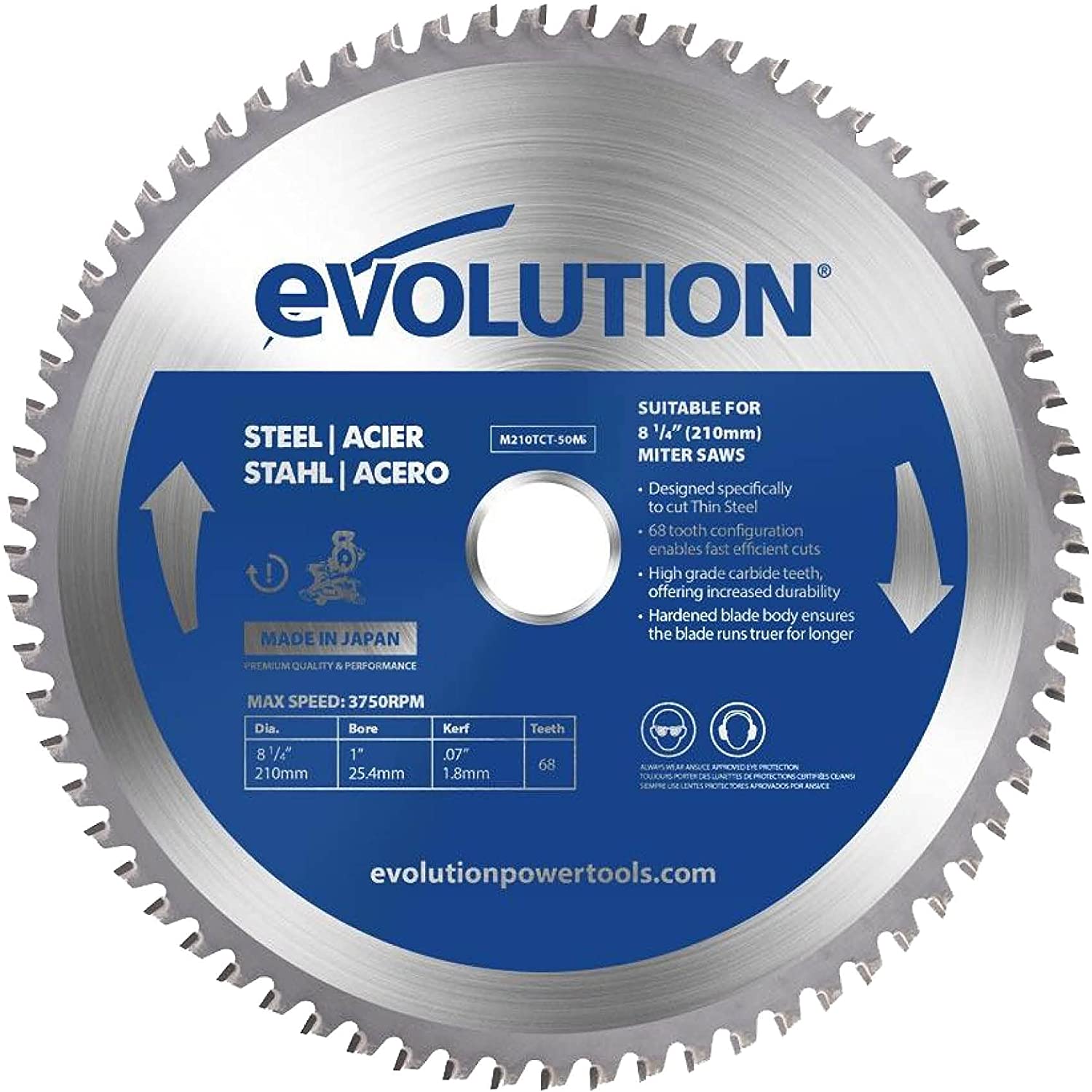 Tarcza tnąca do stali Evolution EVO-M210TCT-50MS 210x25,4mm