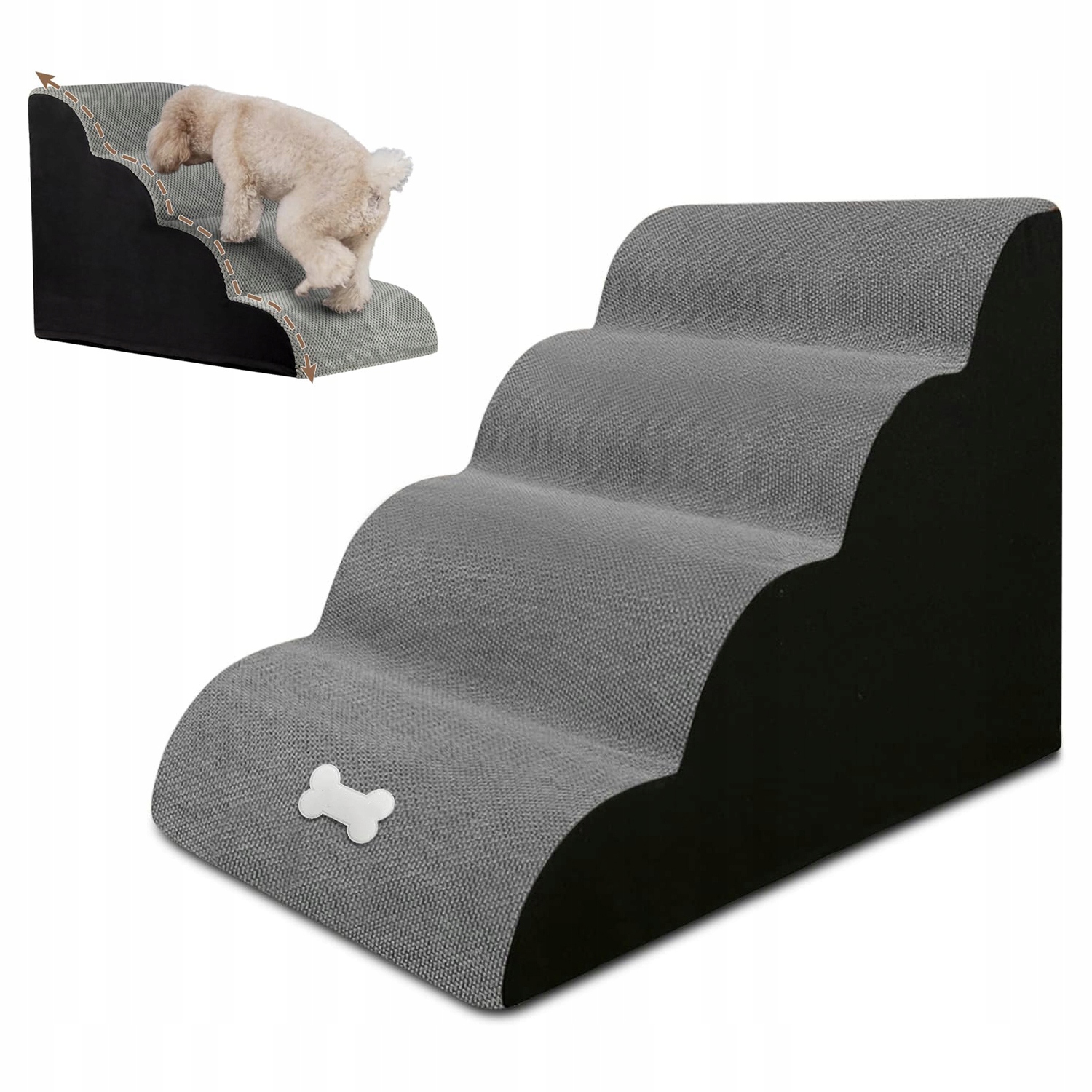 Levně Schůdky Pro Psa 3 Stupně 50 CM Pro Nastupování Plošina Mírná Rampa Bezpečnostní