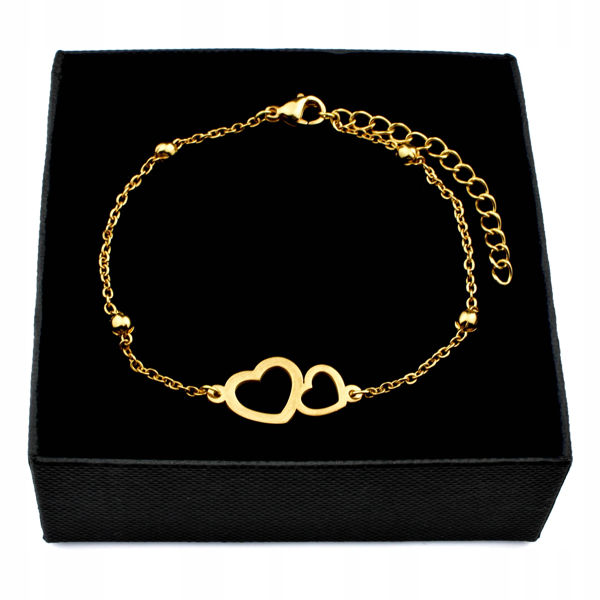 

Bransoletka Złota Celebrytka Stal Serca Kulki