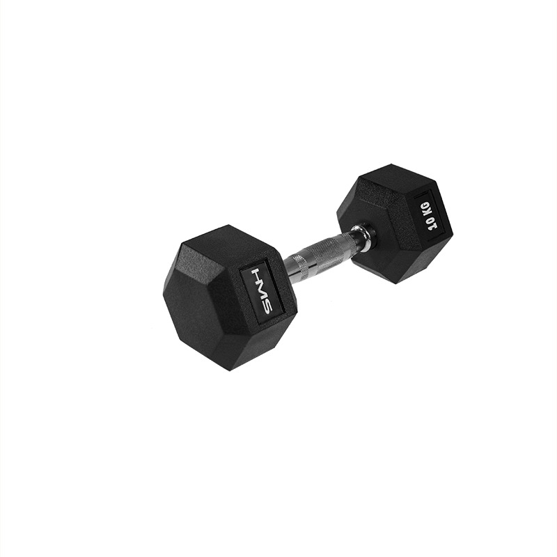 Šestihranná pogumovaná činka 10 kg hex z rýhované oceli Hms Hex Pro