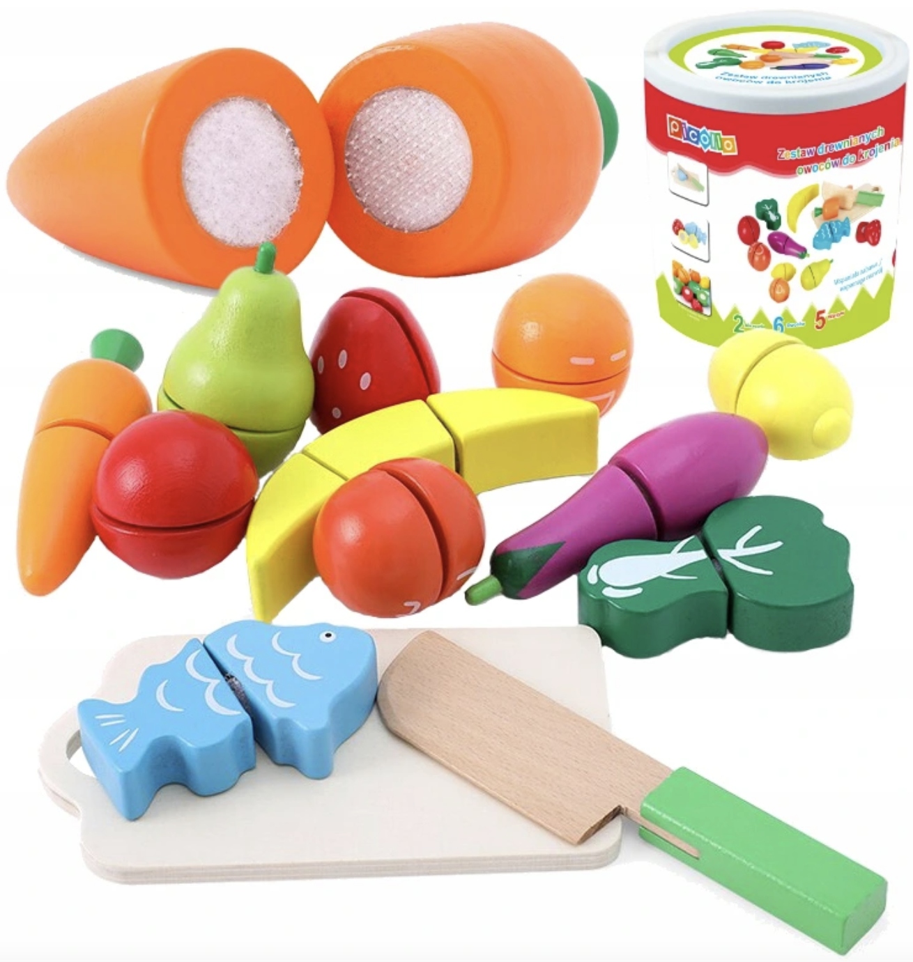 

Drewniane Owoce I Warzywa Do Krojenia Duży Zestaw