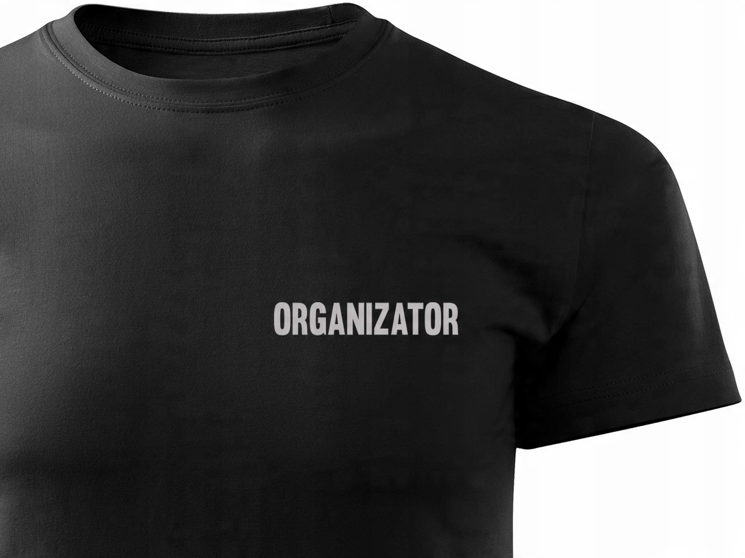 

Czarny T-shirt Odblaskowy Nadruk Organizator - XL