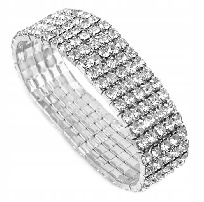 

Srebrna Bransoletka 5 Rzędowa Szklane Cyrkonie