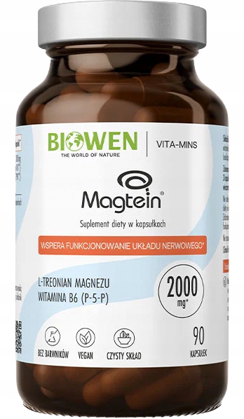Biowen Magtein Magnez L-treonian Magnezu Koncentracja Pamięć Mózg