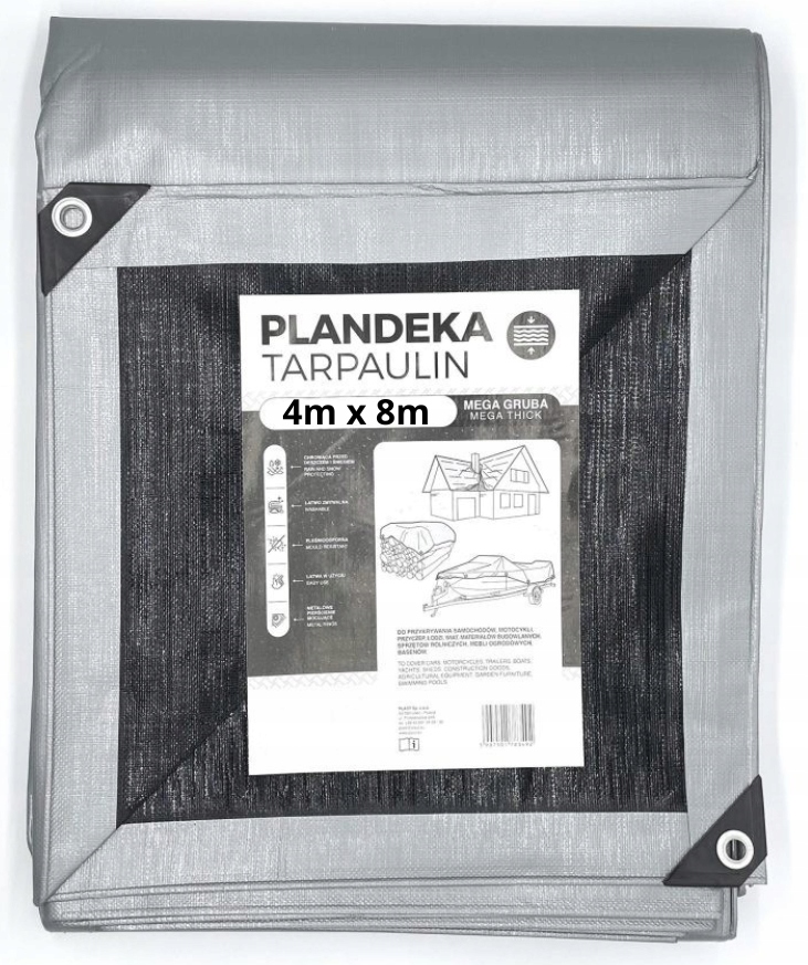 Plachta voděodolná 4x8 m stříbrná silná ochranná Plachta
