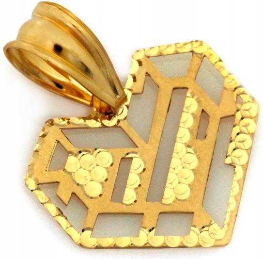 Zlatý přívěsek 585, prolamované srdce origami 14kt, moderní vzor přívěsku