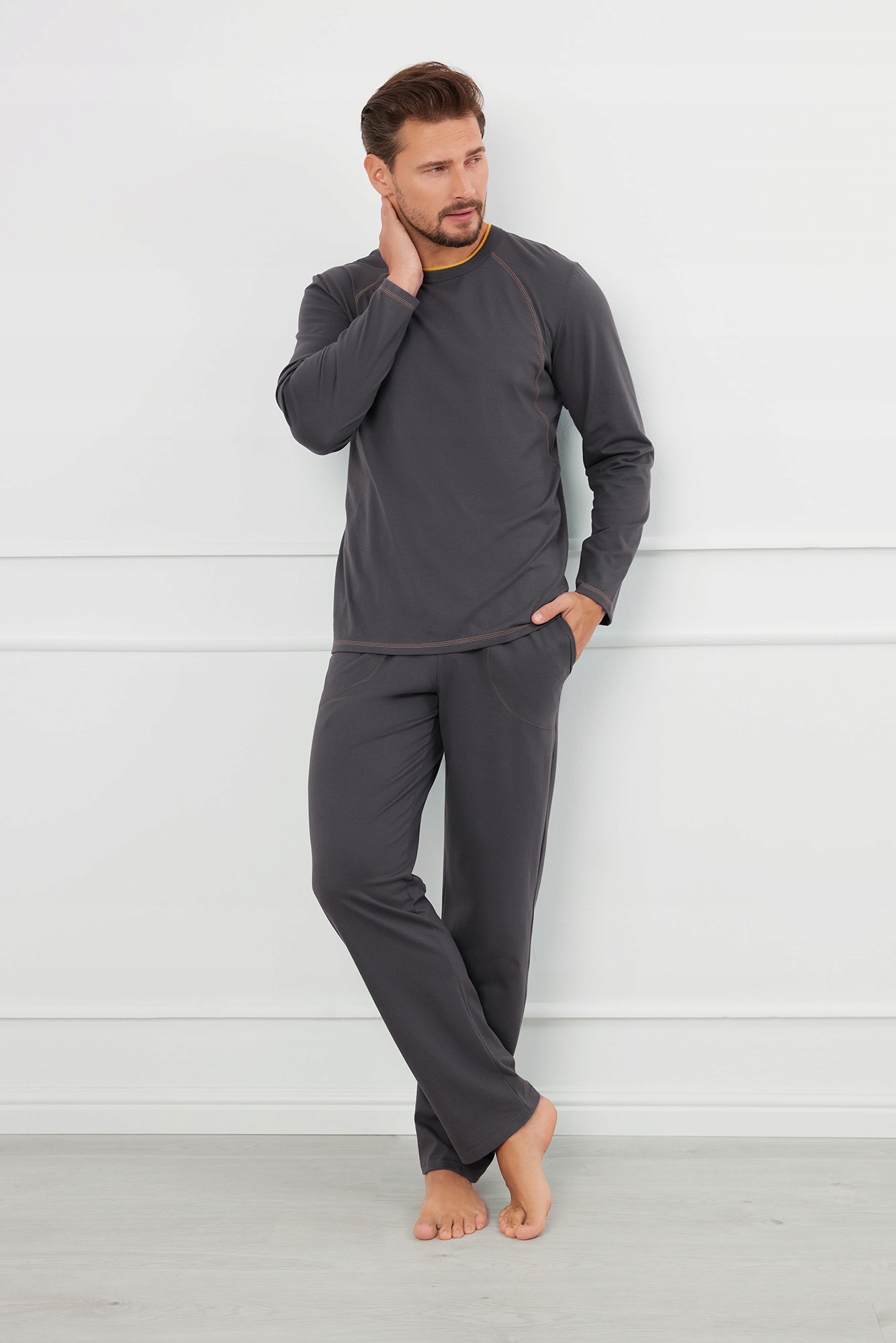 Salomon pánské pyžamo s dlouhým rukávem, dlouhé kalhoty XXL Italian Fashion