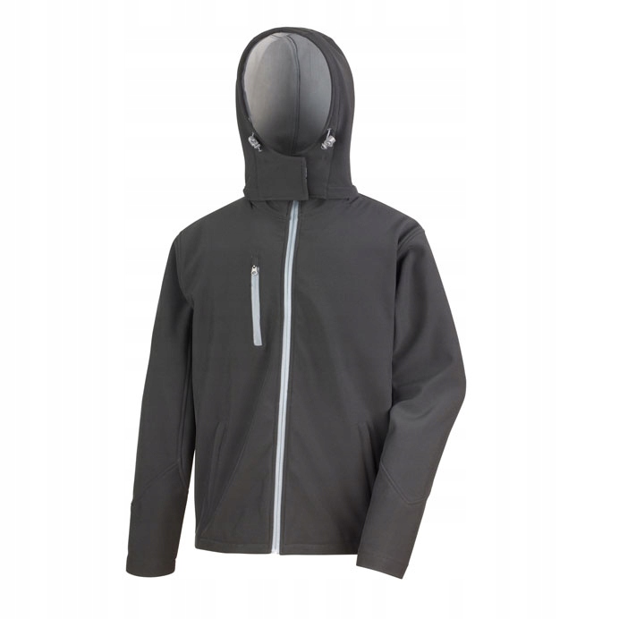 Pánská bunda Soft Shell s kapucí, rozepínací, černá/šedá, vel. S