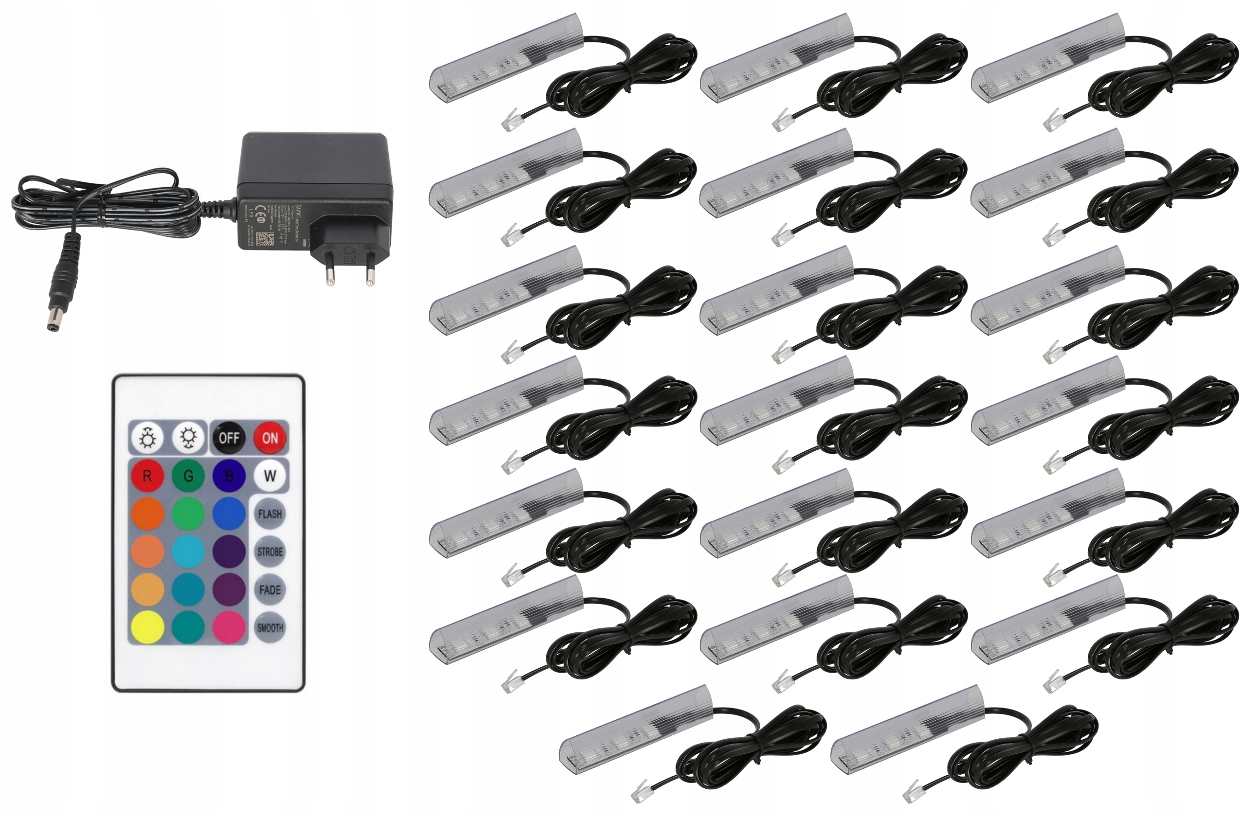 20 x Rgb Led klipy pro polic skla, klip Komplet