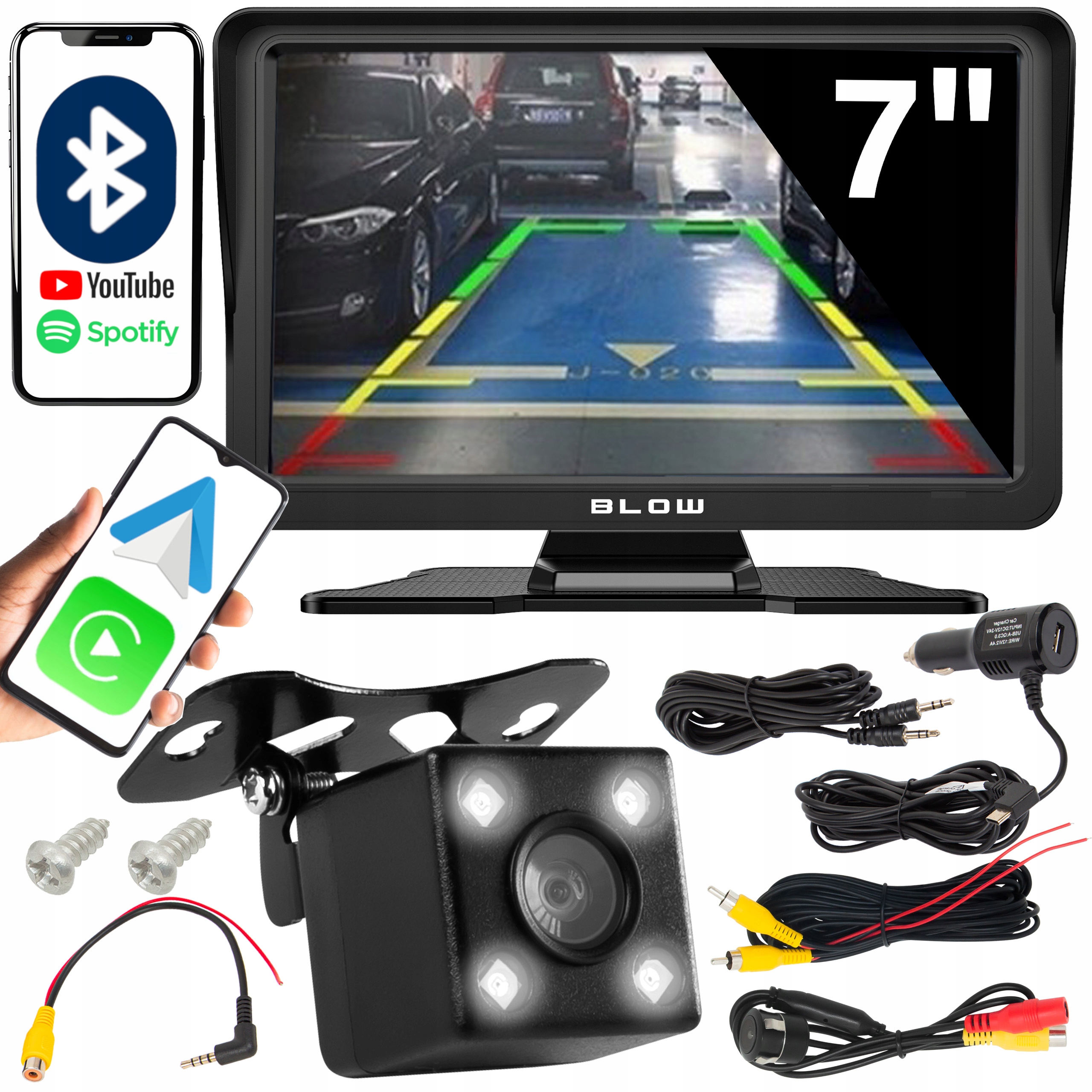 Multimediálna Bezdrôtová Stanica Carplay 7" Wifi Cúvacia Kamera Sada