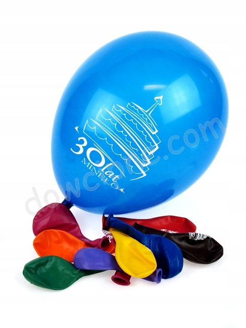 

Balony kolorowe 30 lat na urodziny 10 szt.