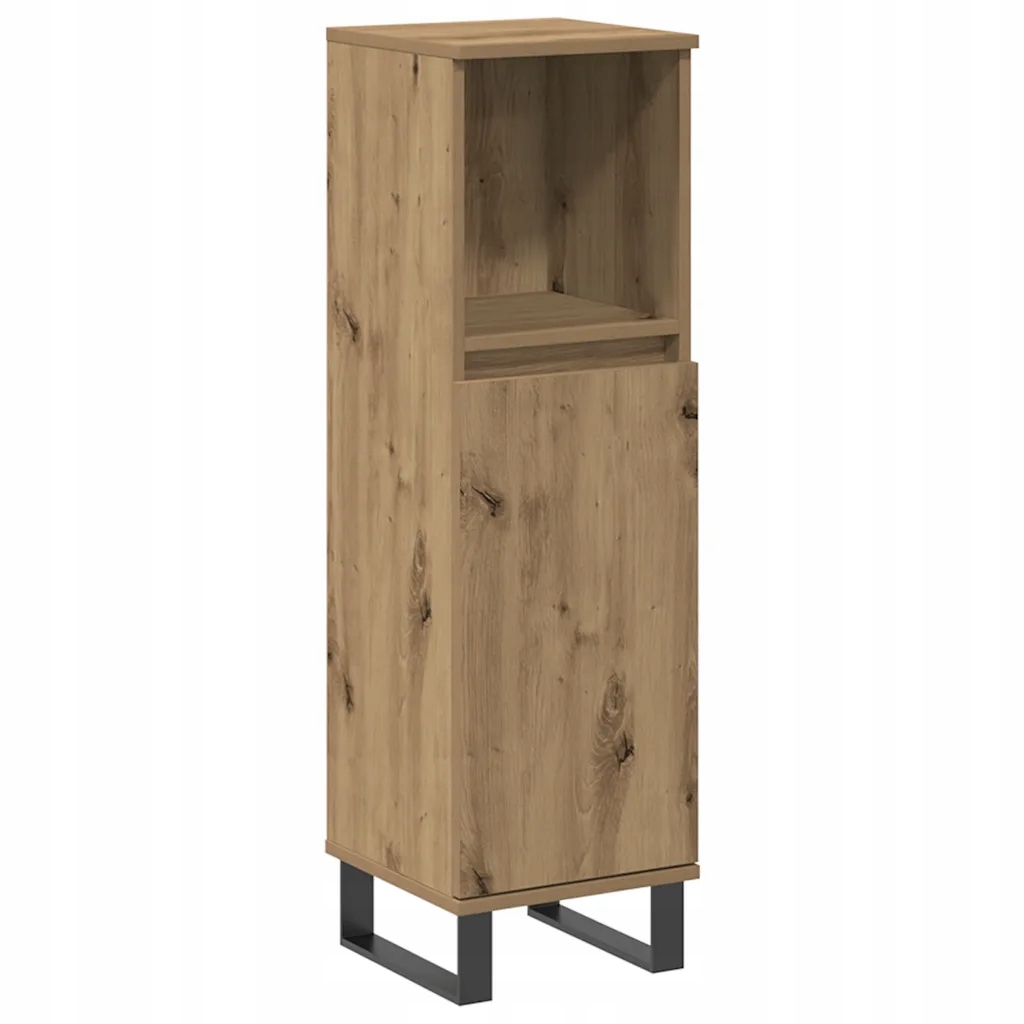 Koupelnová skříňka z dřevěného materiálu s nohami ze železa