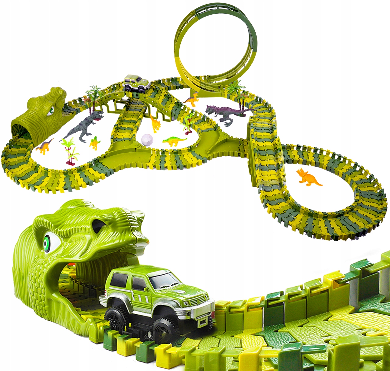 MEGA RACE TRACK DINOSAUR PARK MAGIC TRACK 260 kusů Šířka produktu 43,5 cm