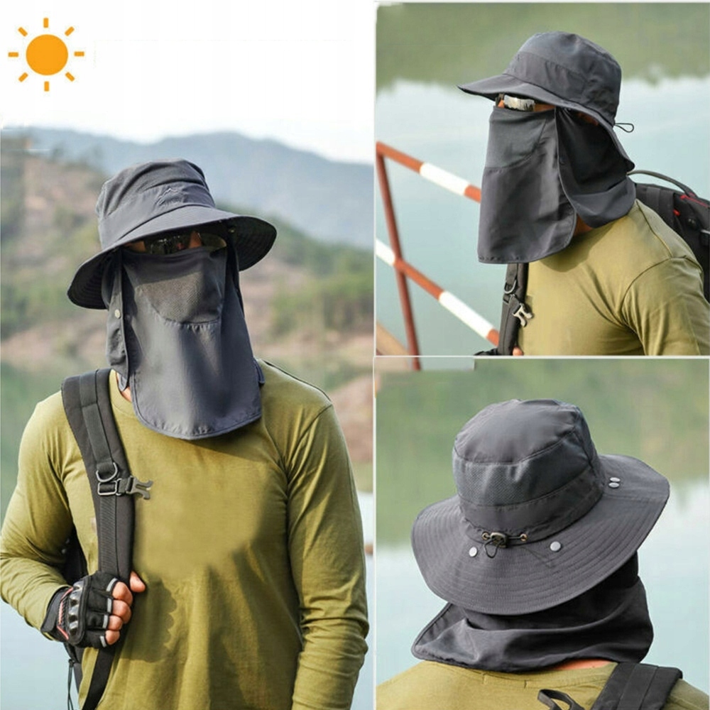 KAPELUSZ WĘDKARSKI Z MASKA CZAPKA PRZECIWSŁONECZNA Z SZEROKIM RONDEM Rozmiar (obwód głowy w cm) uniwersalny