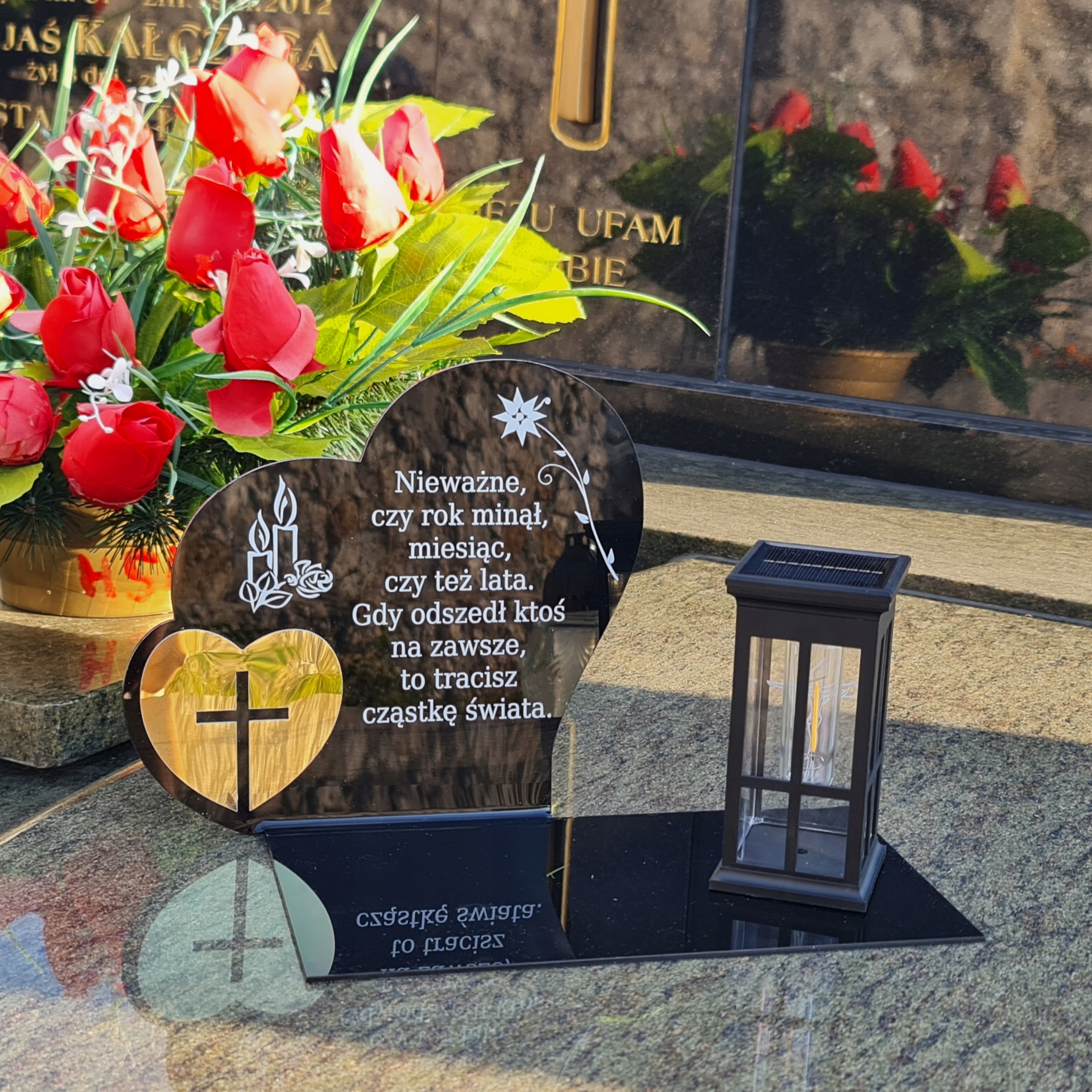 SOLARNY ZNICZ LED STATUETKA NA CMENTARZ GRÓB DUŻA Typ LED