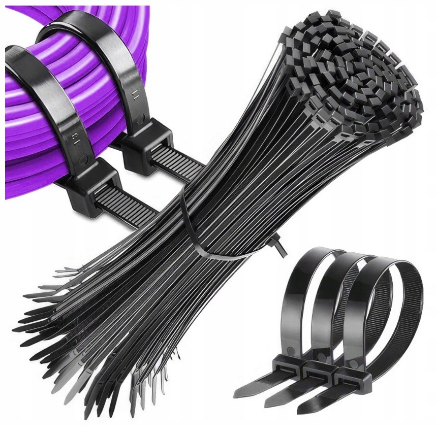 100 sztuk Opaski zaciskowe trytytki trytki kablowe czarne zip 3,6x200mm