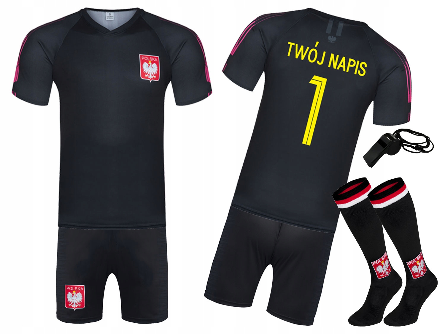 Strój piłkarski POLSKA + getry WŁASNY NADRUK - 98