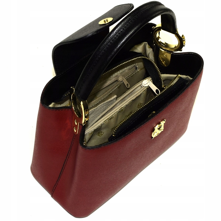 TOREBKA SKÓRA NAT MASSIMO CONTTI CZARNA LUX 990A Styl miejski