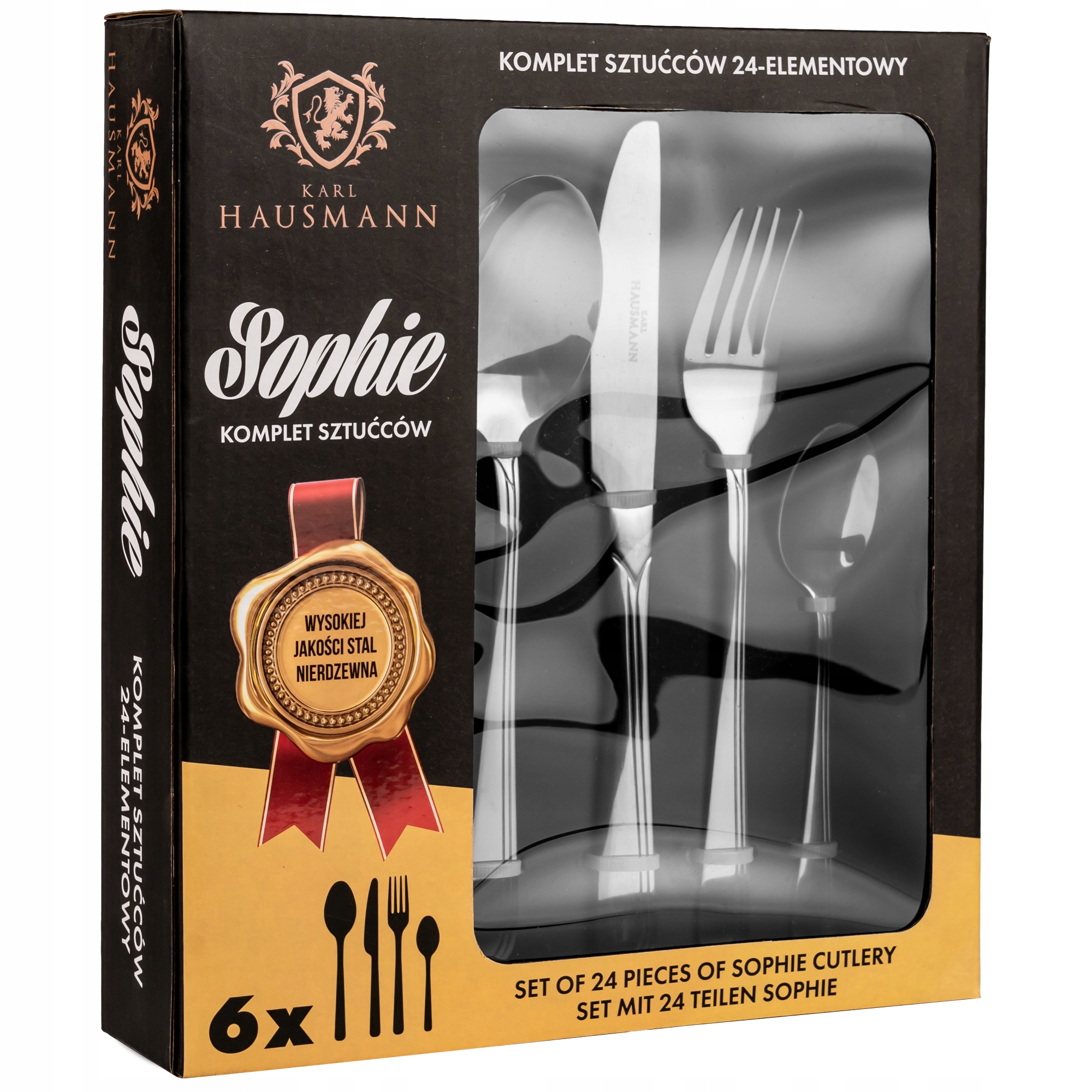 ZESTAW SZTUĆCÓW 24 EL 6 os komplet sztućce pudełko Liczba elementów w zestawie 24