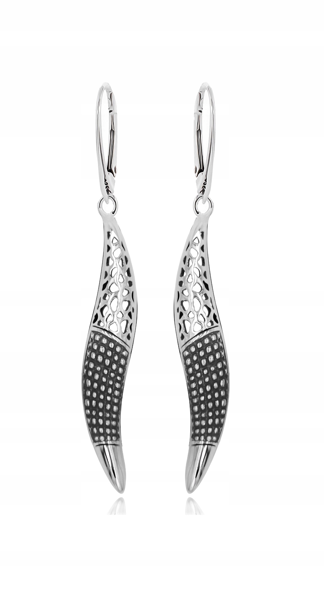 

Srebrne Wiszące Długie Kolczyki Angielskie Zapięci