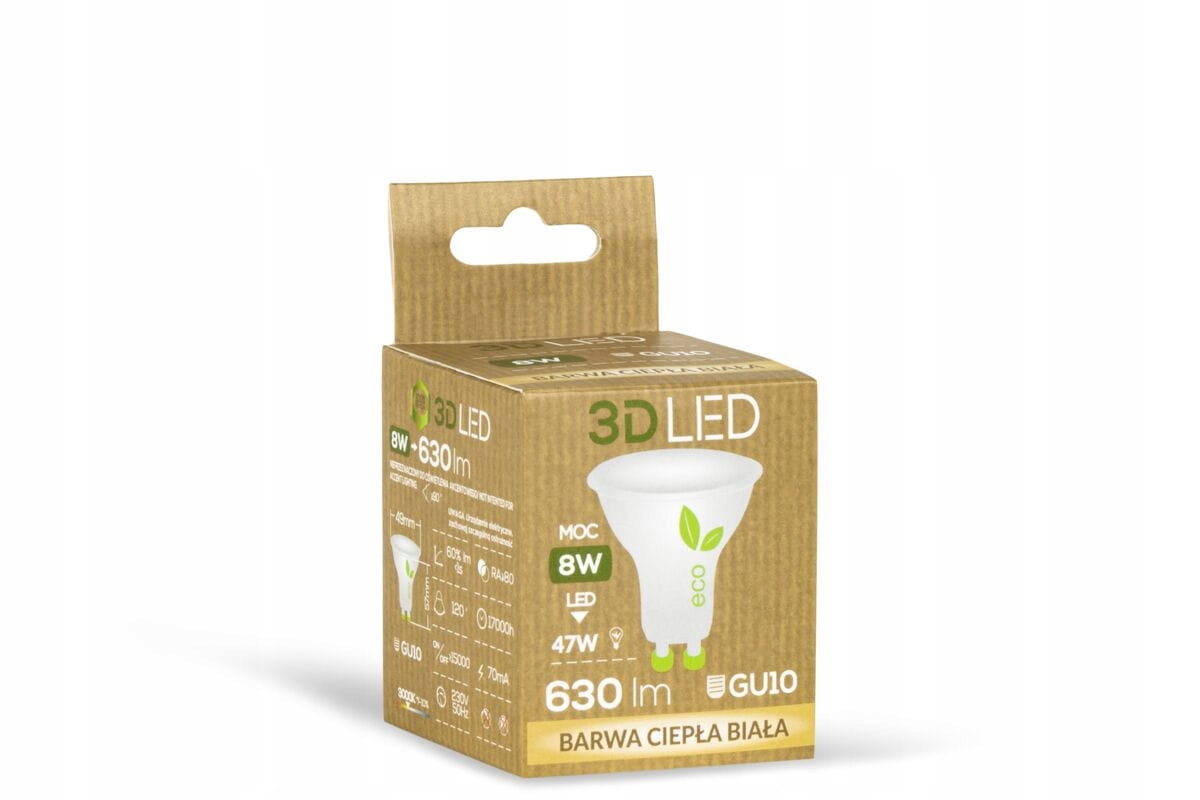 

Halogen ledowy 3LED GU10 8W barwa ciepła