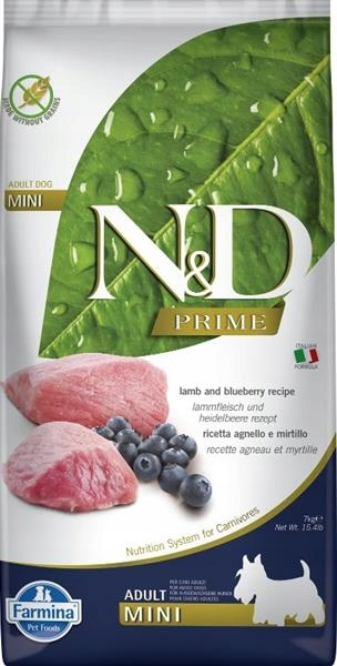 N&amp;d Prime Dog Gf Lamb &amp; Blueberry Adult Mini 7 kg