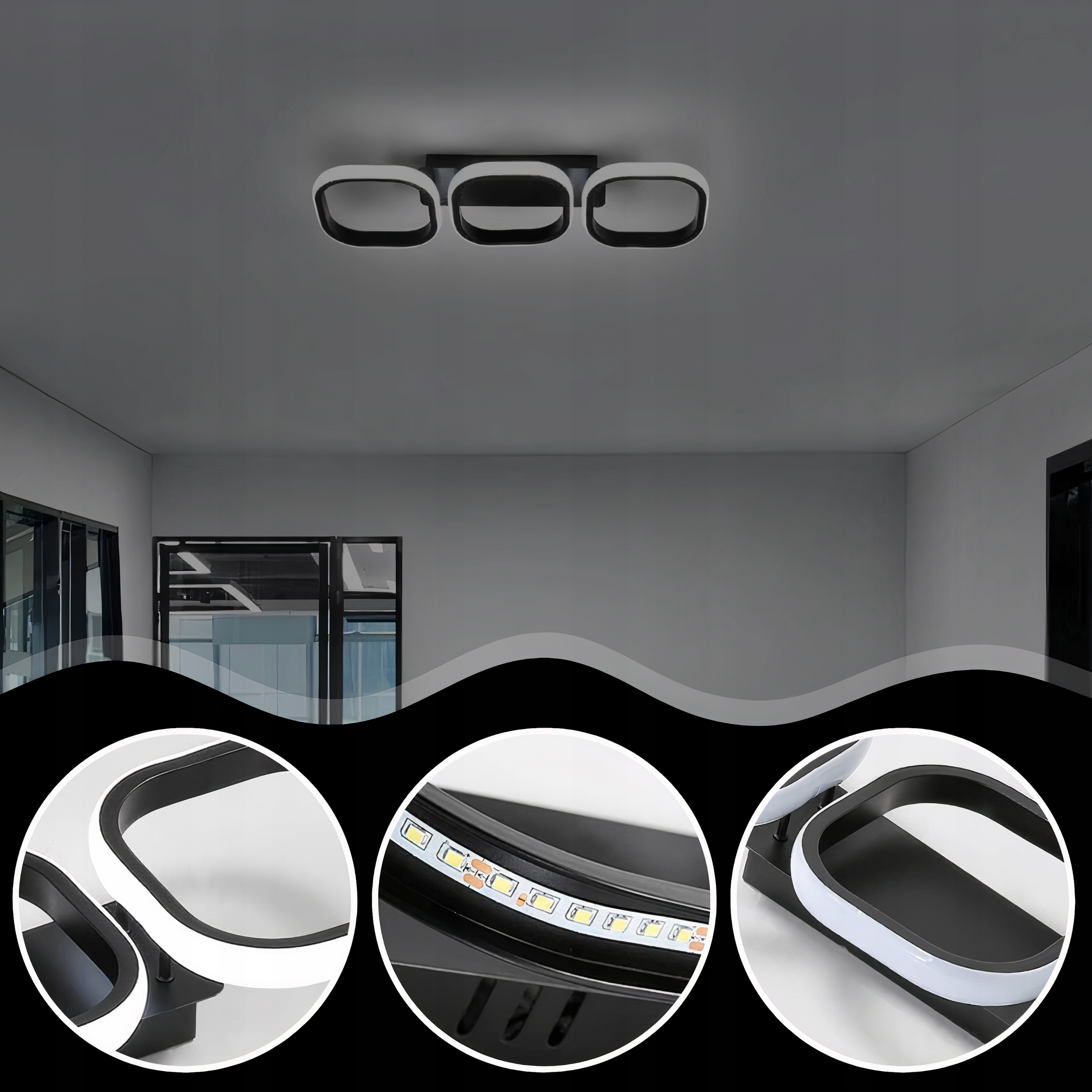 LAMPA SUFIT LED 33W PLAFON 3 BARWY DO POKOJU SALONU SYPIALNI ZYRANDOL Rodzaj gwintu zintegrowane źródło LED