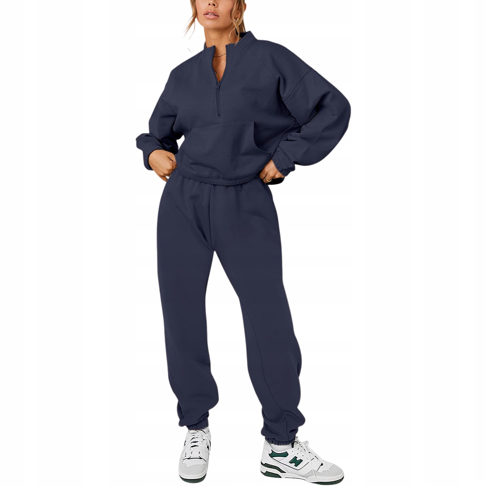 Dámská Tepláková Souprava Mikina Kalhoty Bavlna Sportovní Stylový Tmavě modrý XL