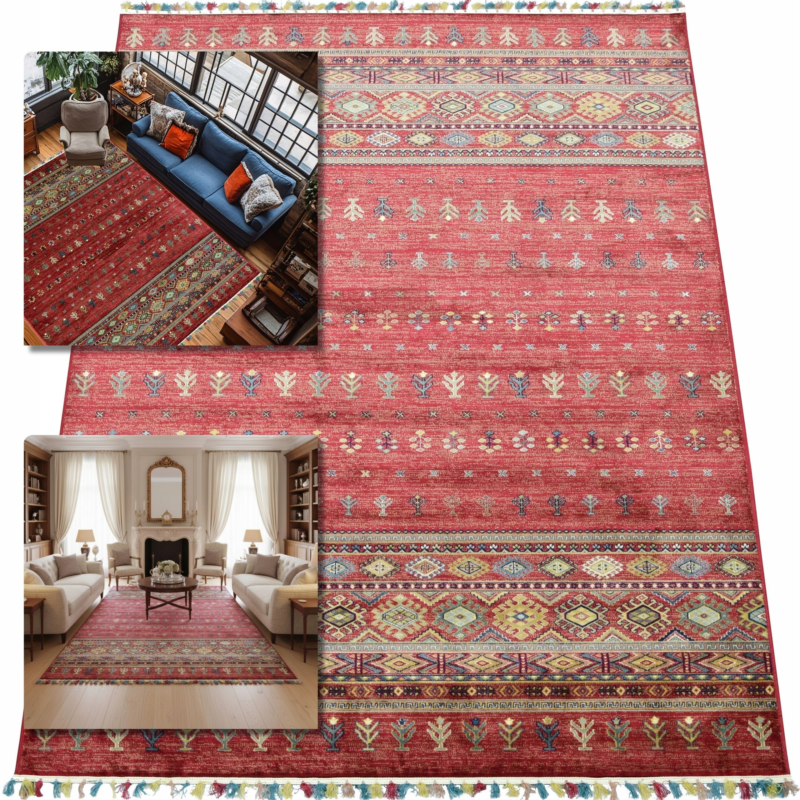 Koberec 140x200 Viskóza Barevný Koberec Vintage Do Obývacího Pokoje Lesk