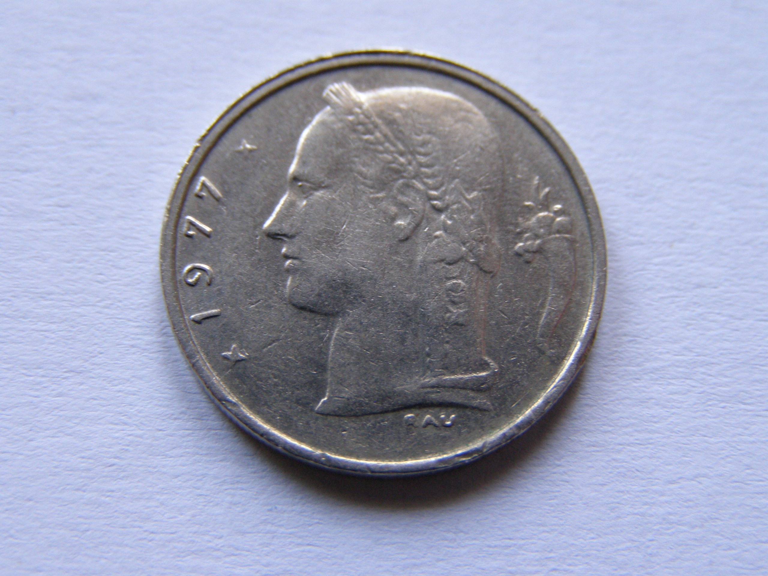 BELGIA 1 FRANC 1977 ROK BELGIQUE !!!!!!!!!!!! 0452