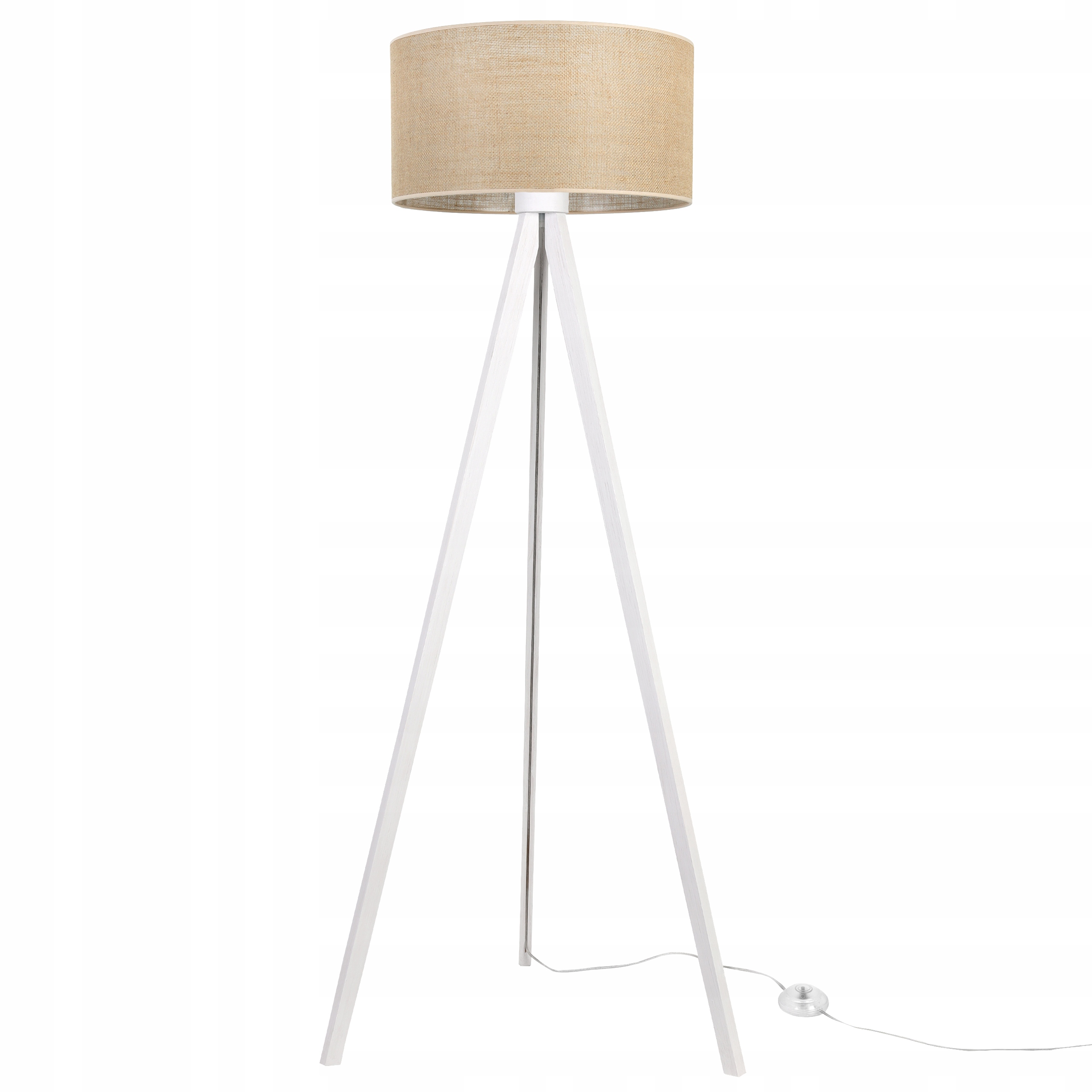 Stojaca Podlahová Lampa Biela Trojnožka Boho Juta S Tienidlom Do Spálne Pl