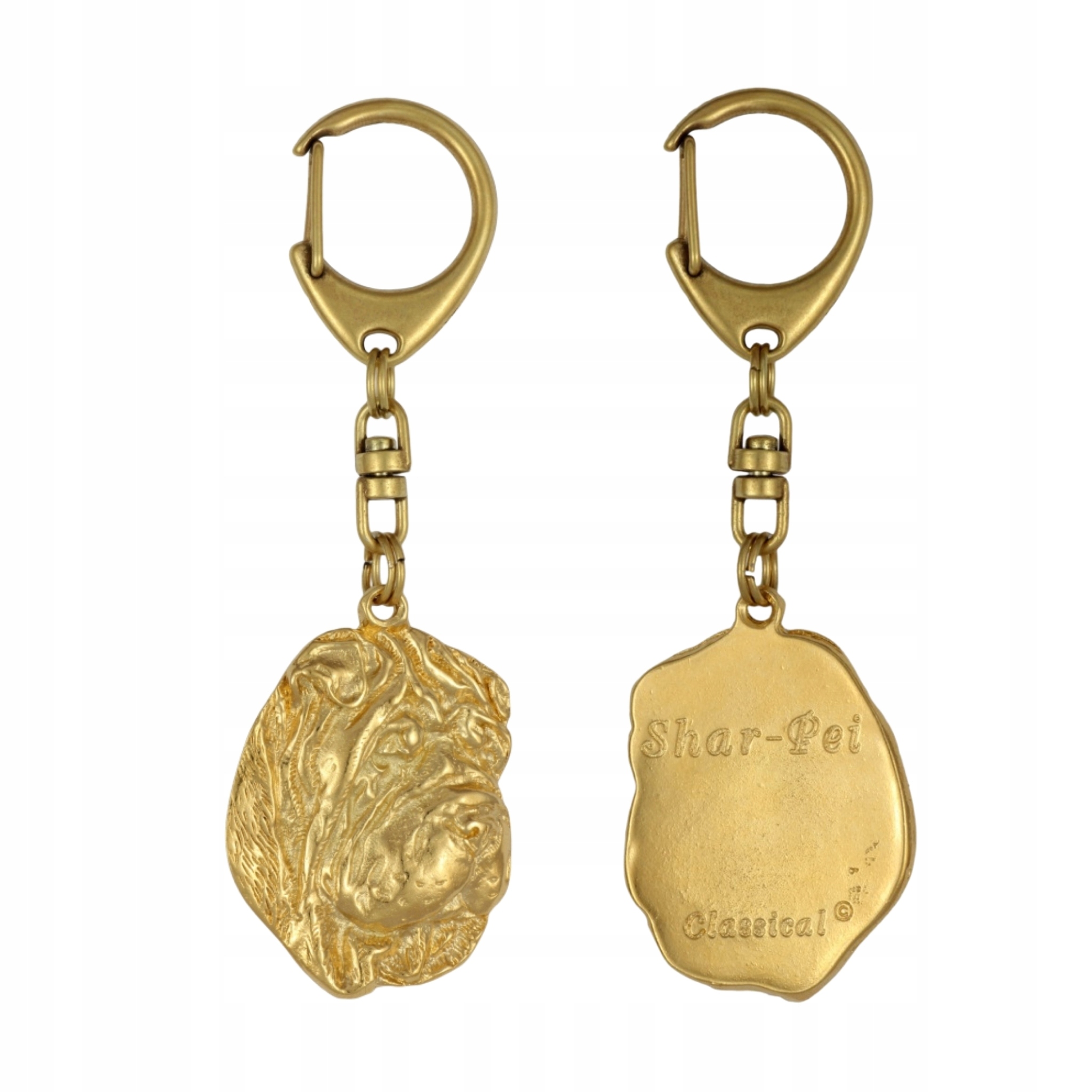 Shar-Pei – pozlacený přívěsek na klíče na klíče se psem, ozdoba kabelky, luxusní doplněk