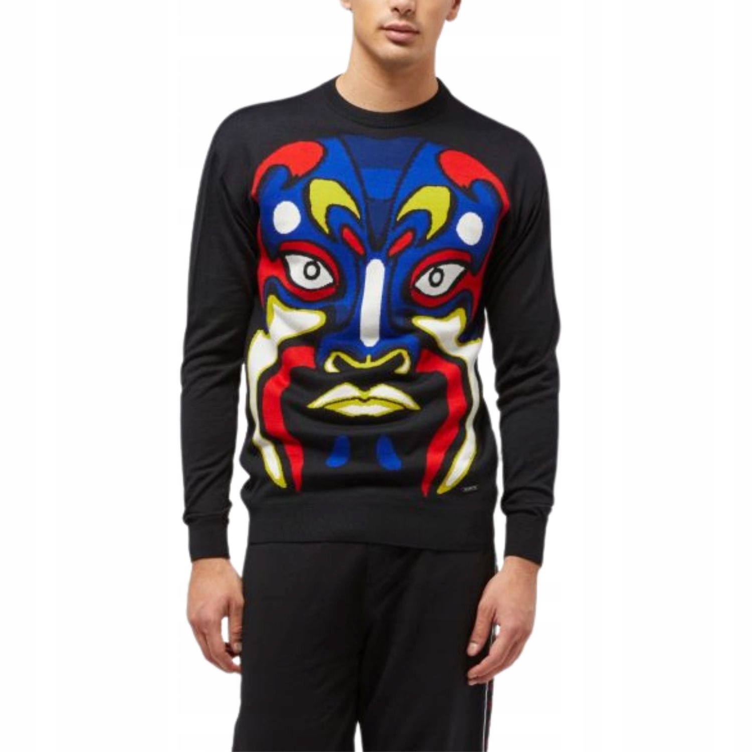 Pánský svetr Custo černý módní vlněný pohodlný vzorovaný vel. 50 L