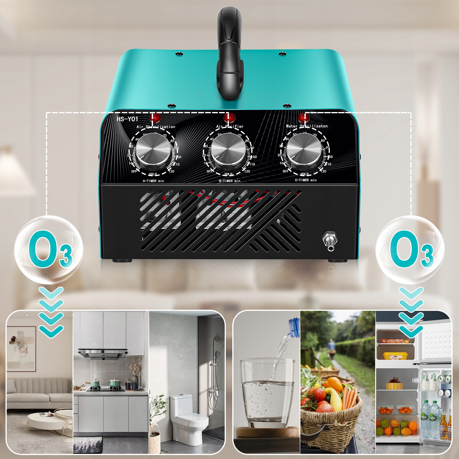 Ozone Generator 60,000mg/h, Home O3 Air Purifier Deodorizer Marka bez marki