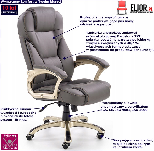 FOTEL BIUROWY OBROTOWY == TAPICEROWANY - POPIELATY Kod producenta 4725