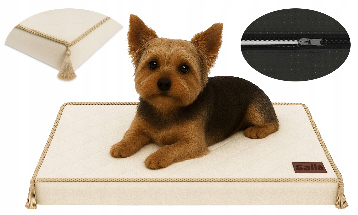 Levně Pelíšek Lehátko pro psa kočku pěnová matrace zámek 50x30 krémová