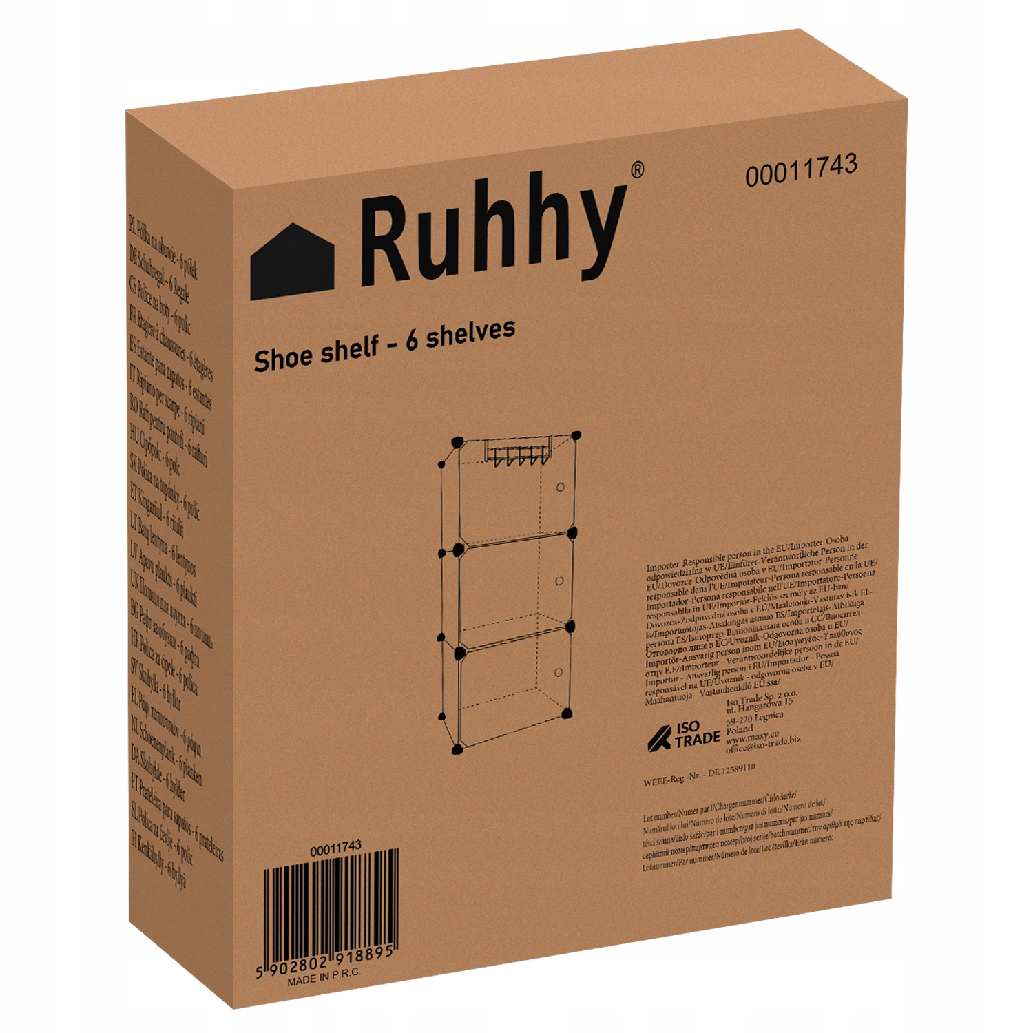 Półka na Buty Regał Szafka Stojak Obuwie Organizer Moduł 6 Półek Modułowa EAN (GTIN) 5902802918895