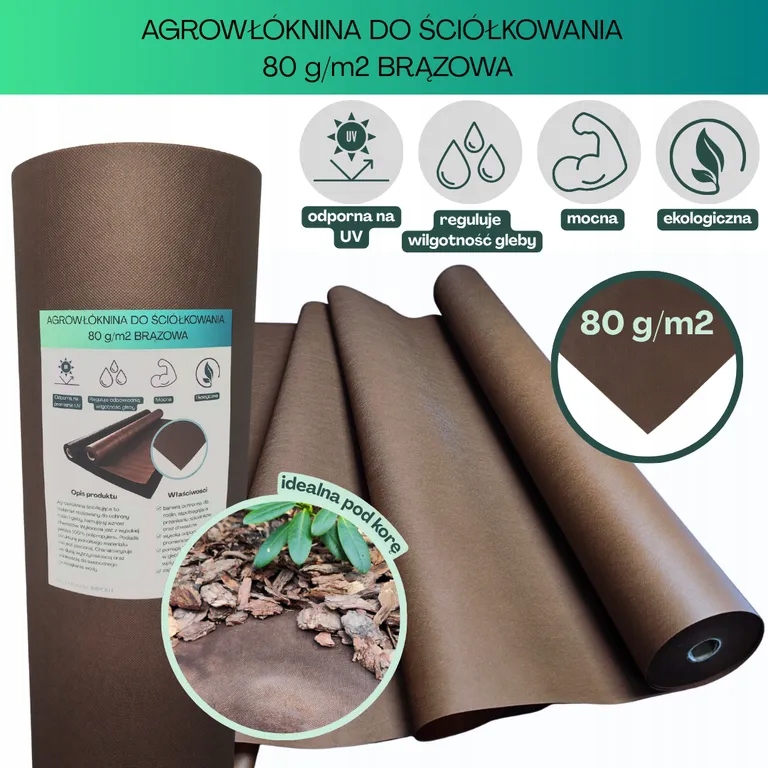 Agrowłóknina brązowa pod korę 80g/m2 0,8x100 m Wigo-Garden