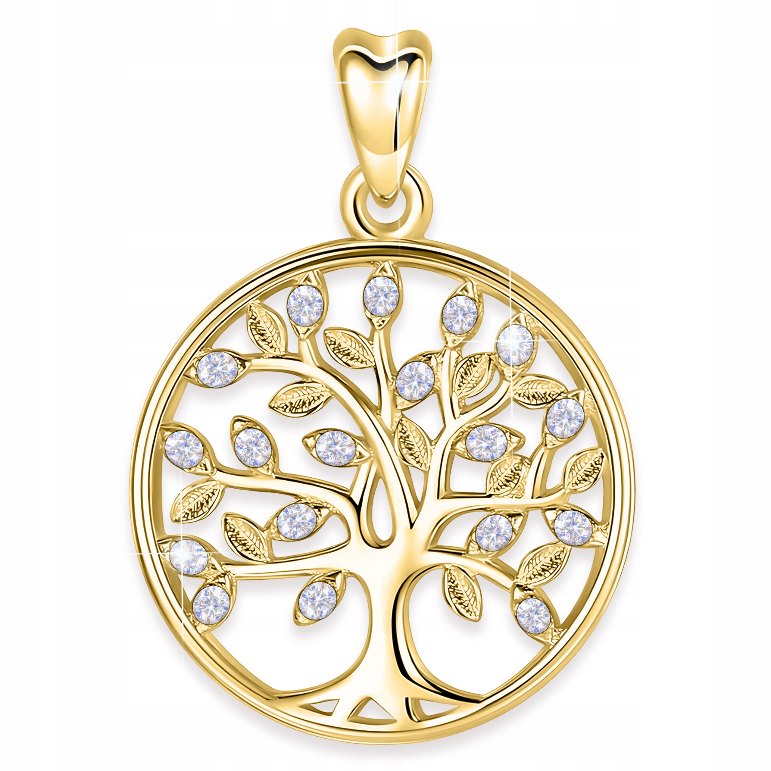 Zlatý Přívěsek 925 Křišťálový Strom Štěstí Života Zirkony
