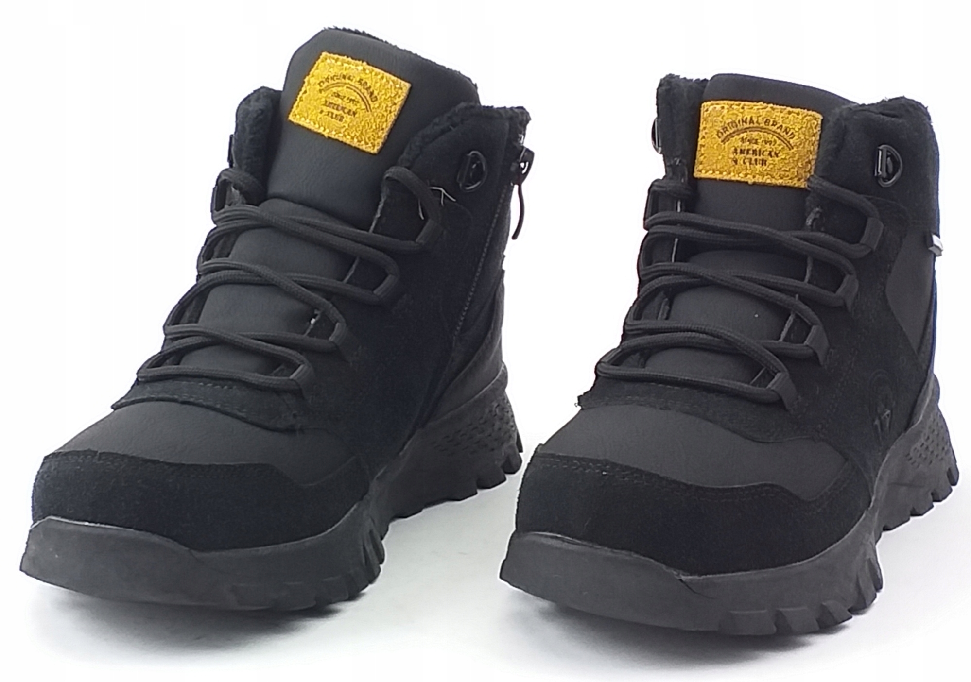 CIEPŁE zimowe buty chłopięce TRAPERY KAMASZE ciemne AMERICAN CLUB r 36 Kolor czarny