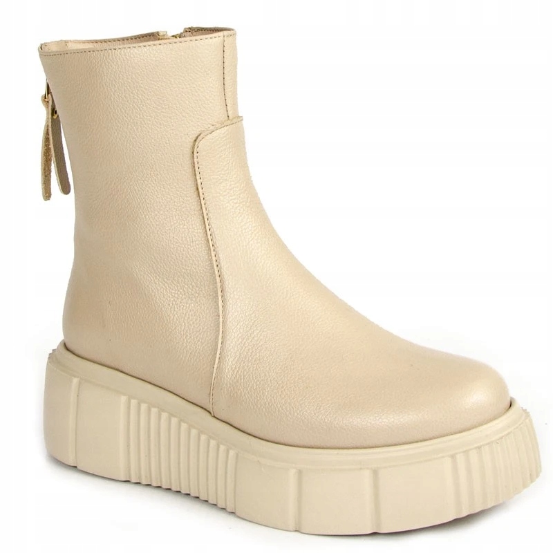 Lemar 60369 Kotníkové Boty Kozačky Kůže Lico Béžové 41