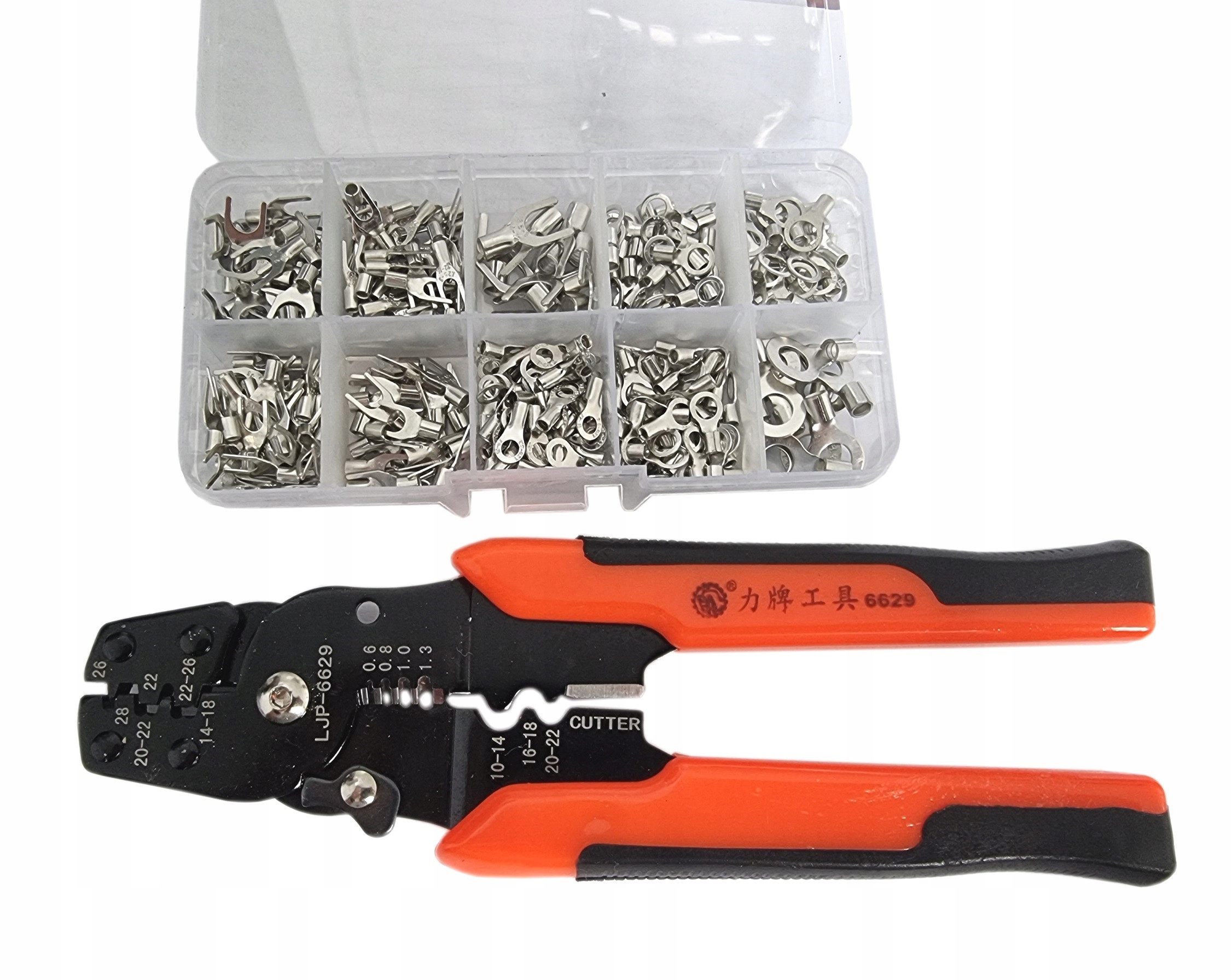 ZESTAW KONEKTORÓW OCZKOWYCH I WIDEŁ.+ ZACISKARKA