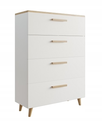 Komoda 80 cm Fjord skandinávský styl Artisan Bílá 4 zásuvky Velká prostorná
