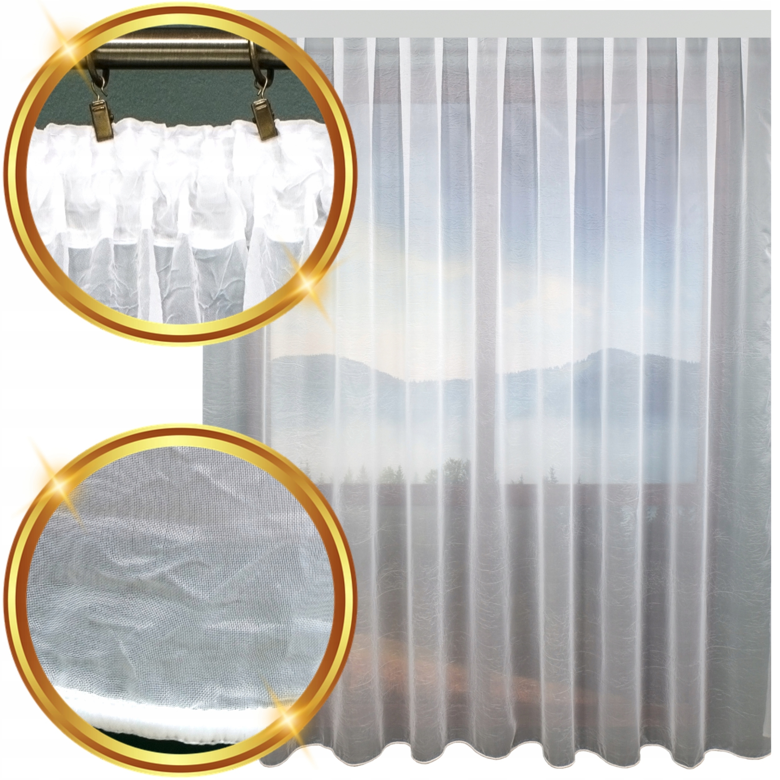 Hotová Záclona Bílá Voál Kresz S Olovnicí Na Pásku Do Obývacího Pokoje 600x260