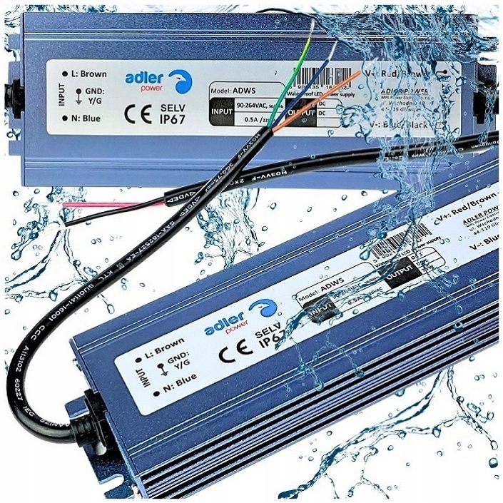 Zasilacz 24V Led Hermetyczny Wodoodporny Transformator DC Do Taśmy 300W 12A